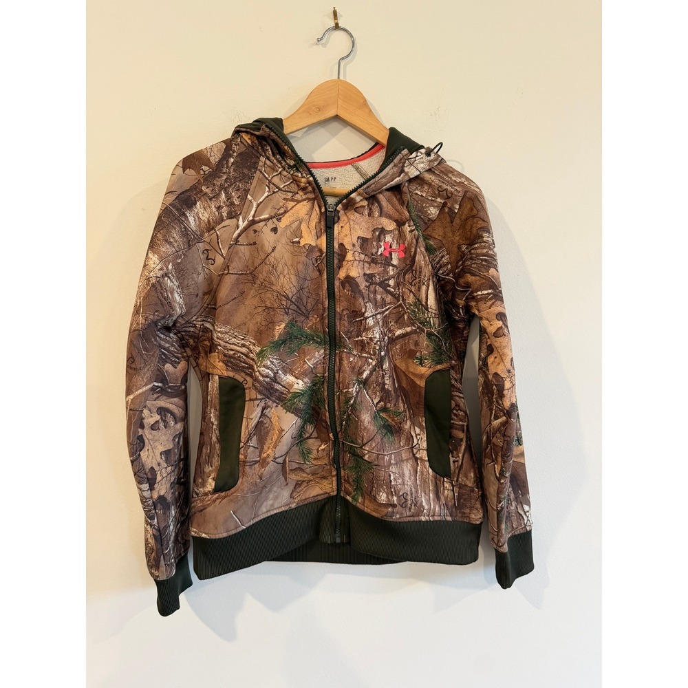 Under Armour ColdGear Storm Realtree Camo Full Zip Hooded Jacket Womens Small